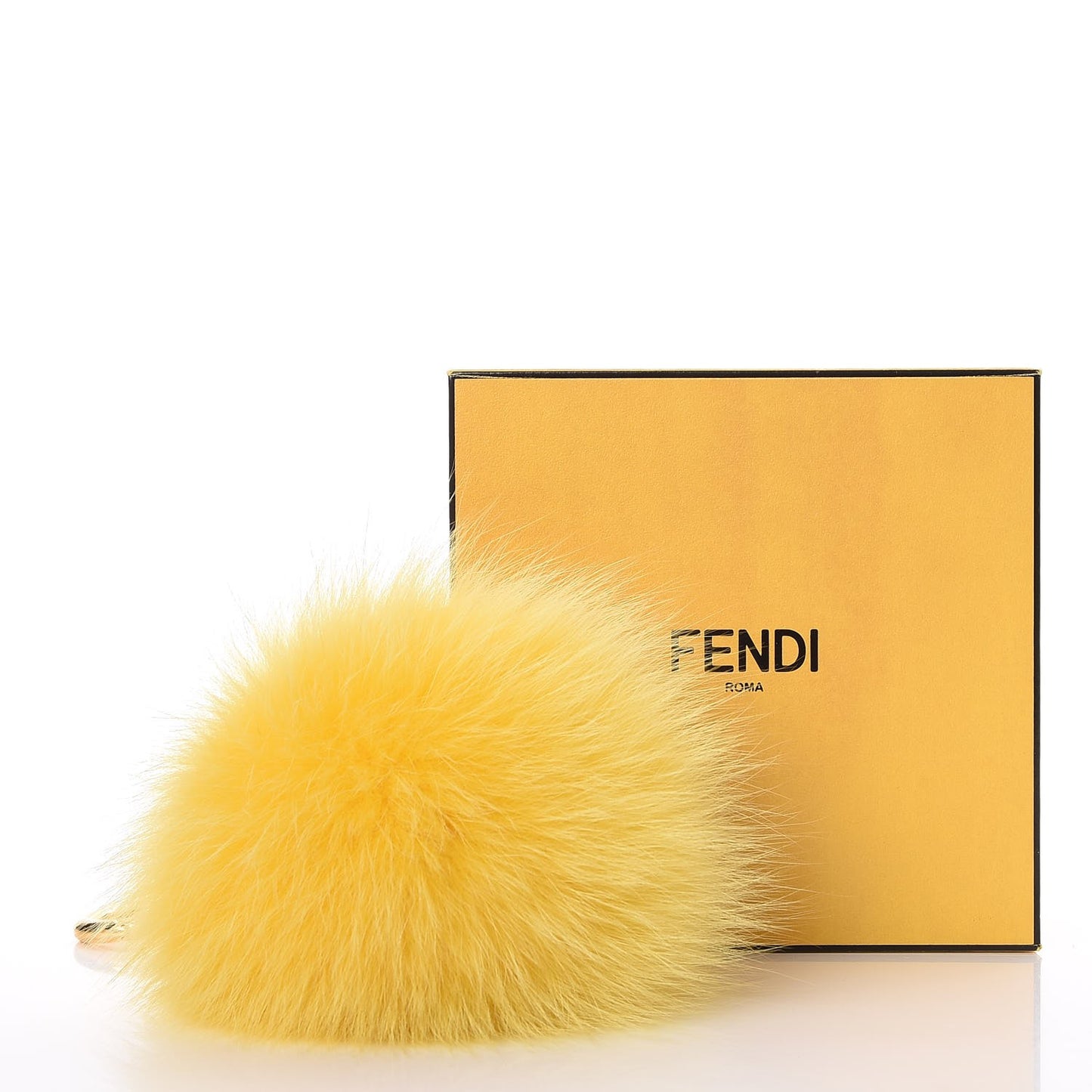 Fox Fur Pom Pom Bag Charm Yellow