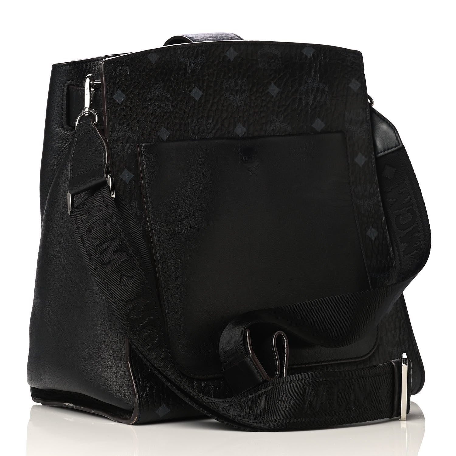 MCM Visetos Open Top Tote Crossbody Black 2 of 4