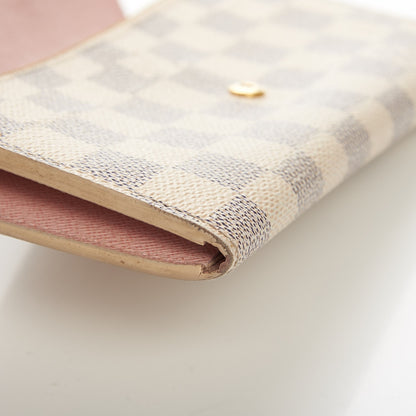 Louis Vuitton Damier Azur Emilie Wallet Rose Ballerine 11 of 15
