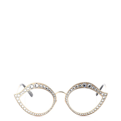 Gucci Metal Crystal Cat Eye Sunglasses GG0046S Gold 2 of 8