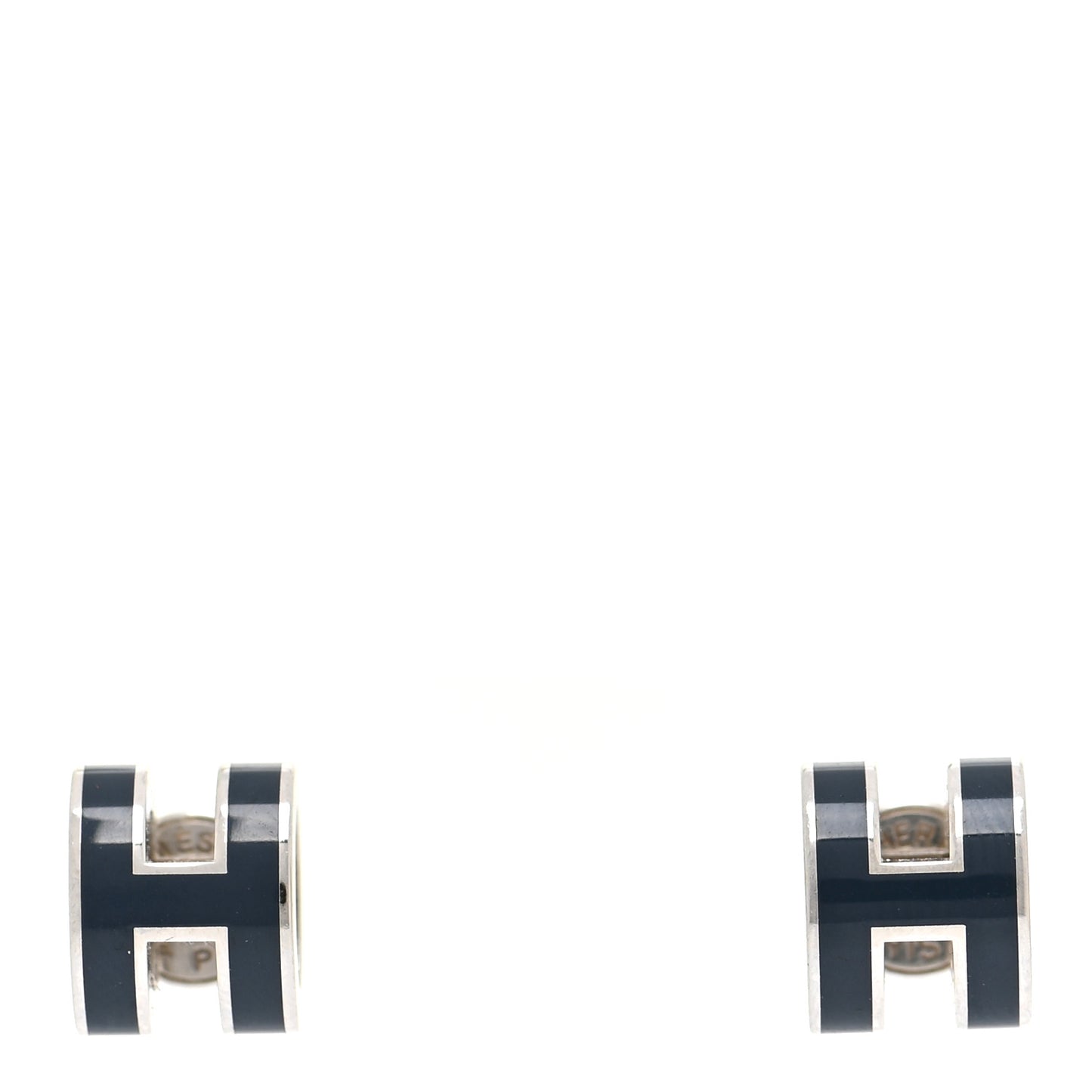 Palladium Lacquered Mini Pop H Earrings Bleu Fonce