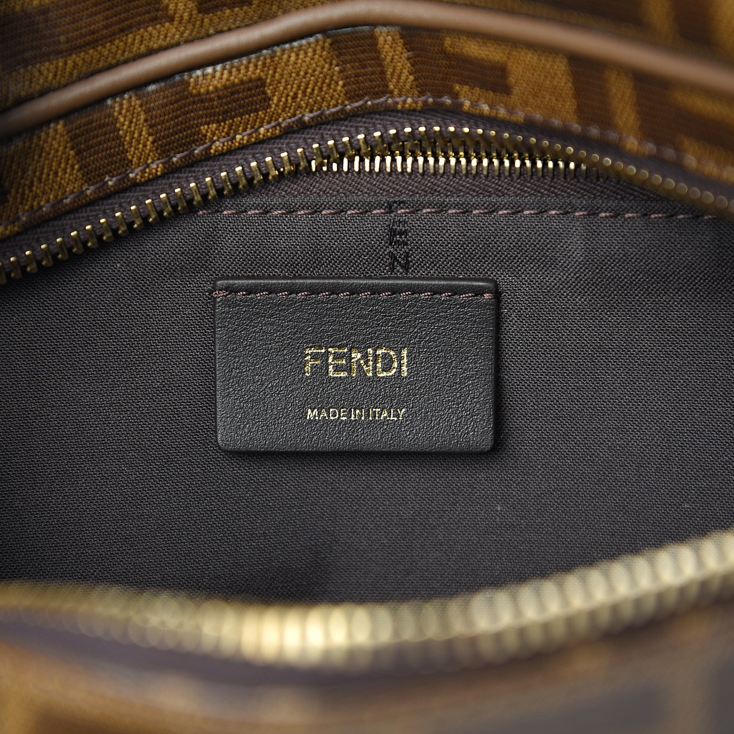 Fendi X FILA Glazed Fabric Vitello Century FF 1974 Mania Belt Bag Mogano Panna Blueberry 5 of 9