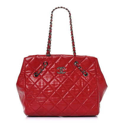 Chanel Soft Caviar Quilted Large Cells Tote Red 1 of 15