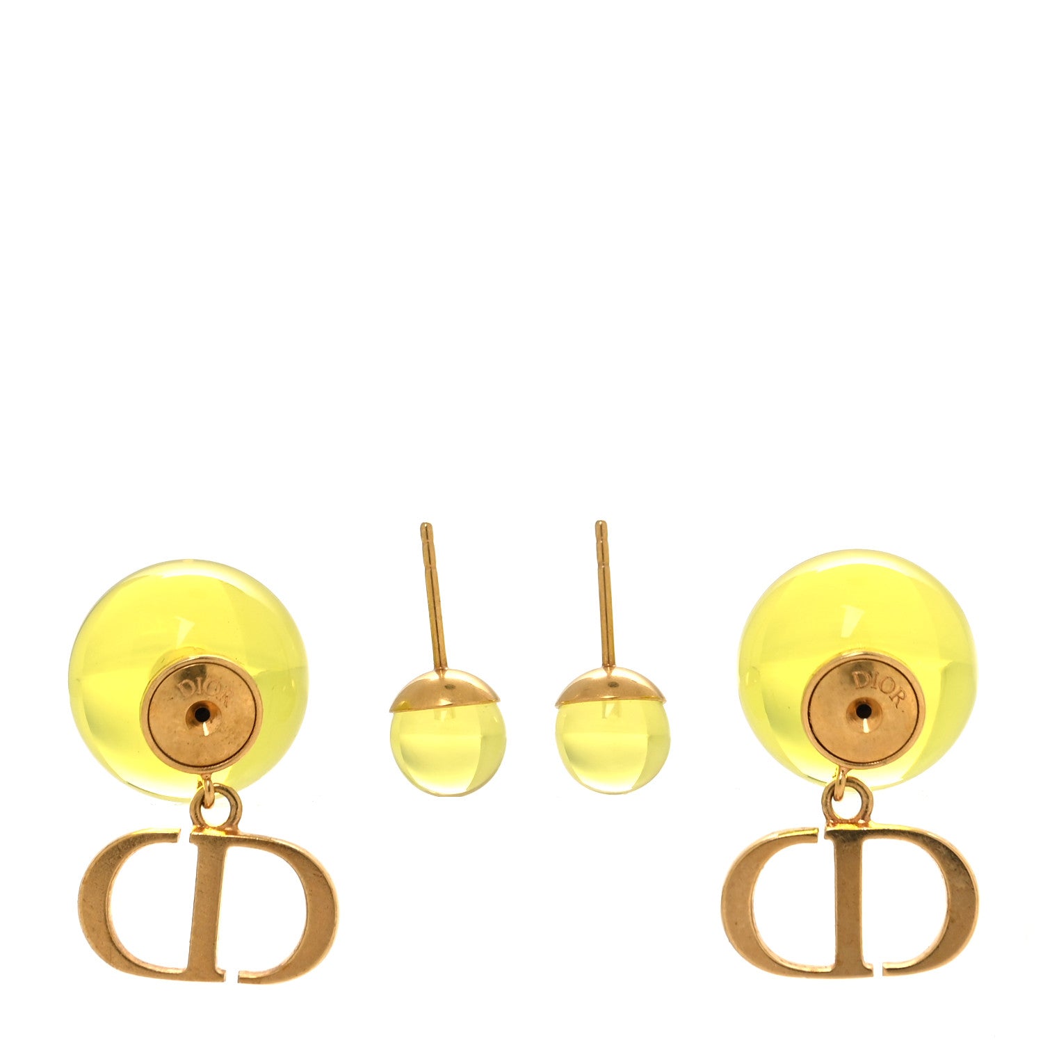 Christian Dior Metal Resin CD Tribales Earrings Translucent Green 3 of 5