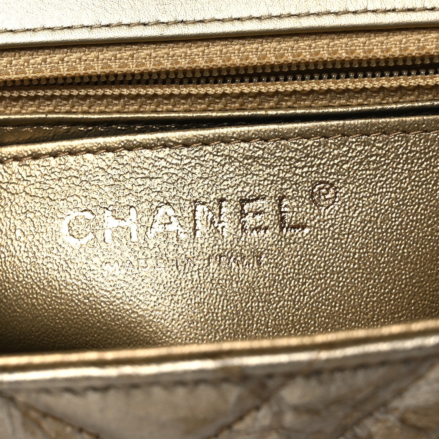 Chanel Metallic Crumpled Calfskin Chevron Quilted Mini Square Flap Gold 5 of 12