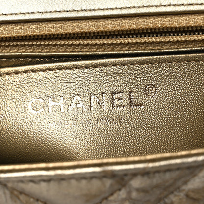 Chanel Metallic Crumpled Calfskin Chevron Quilted Mini Square Flap Gold 5 of 12