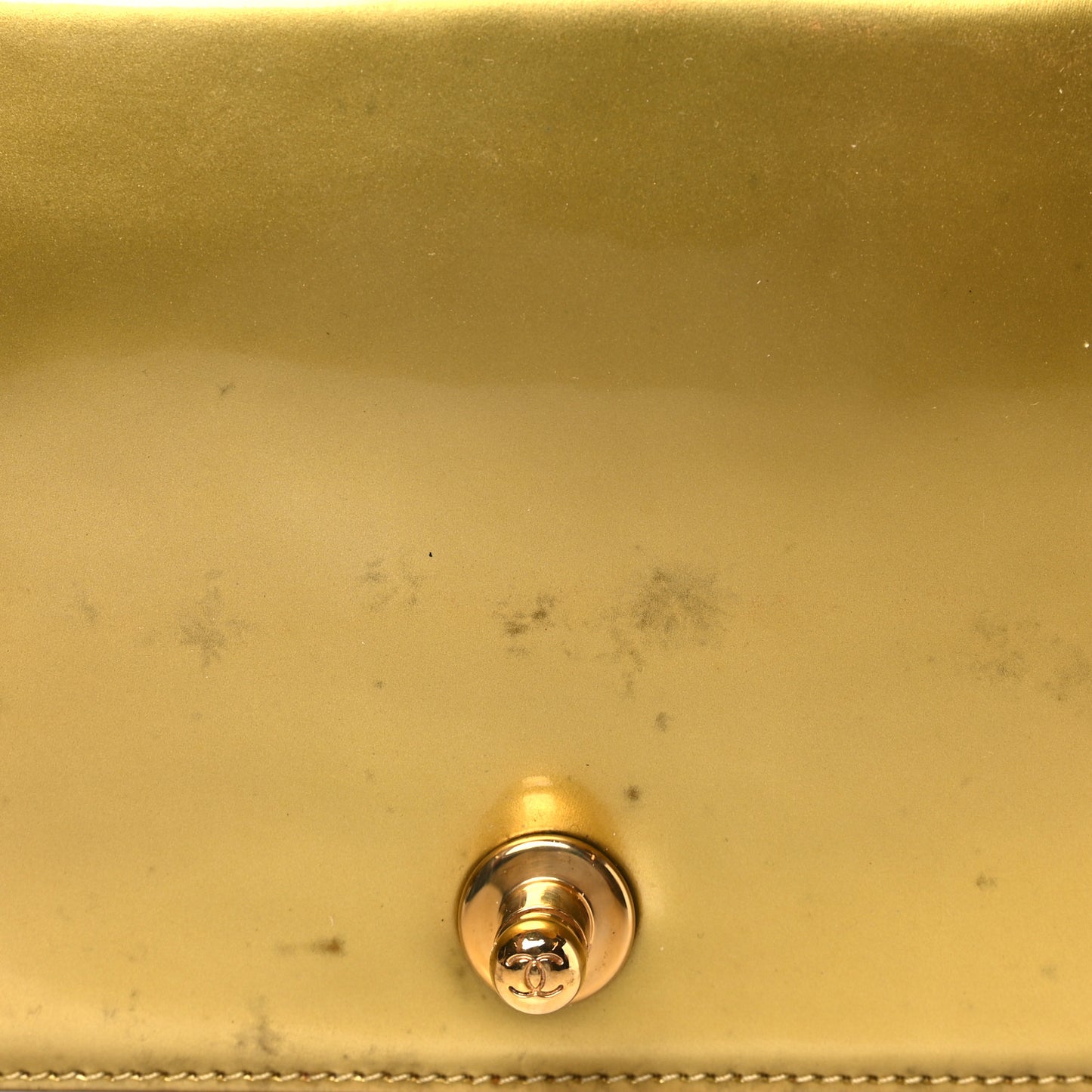 Metallic Patent Calfskin Quilted Medium Boy Flap Gold