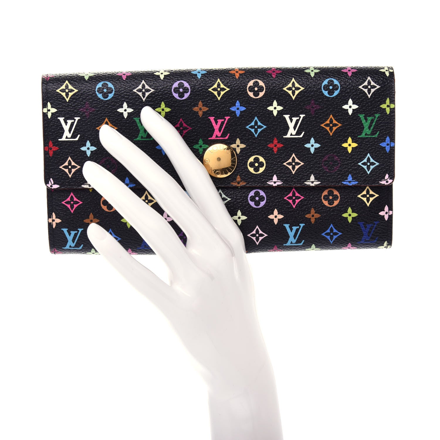 Louis Vuitton Monogram Multicolor Sarah Wallet Black Violet 2 of 7