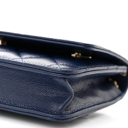 Chanel Caviar Quilted Wallet on Chain WOC Navy Blue 11 of 11