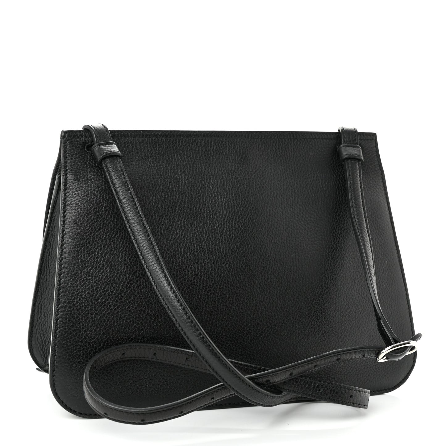 Pebbled Calfskin Medium Bamboo Daily Flap Shoulder Bag Black