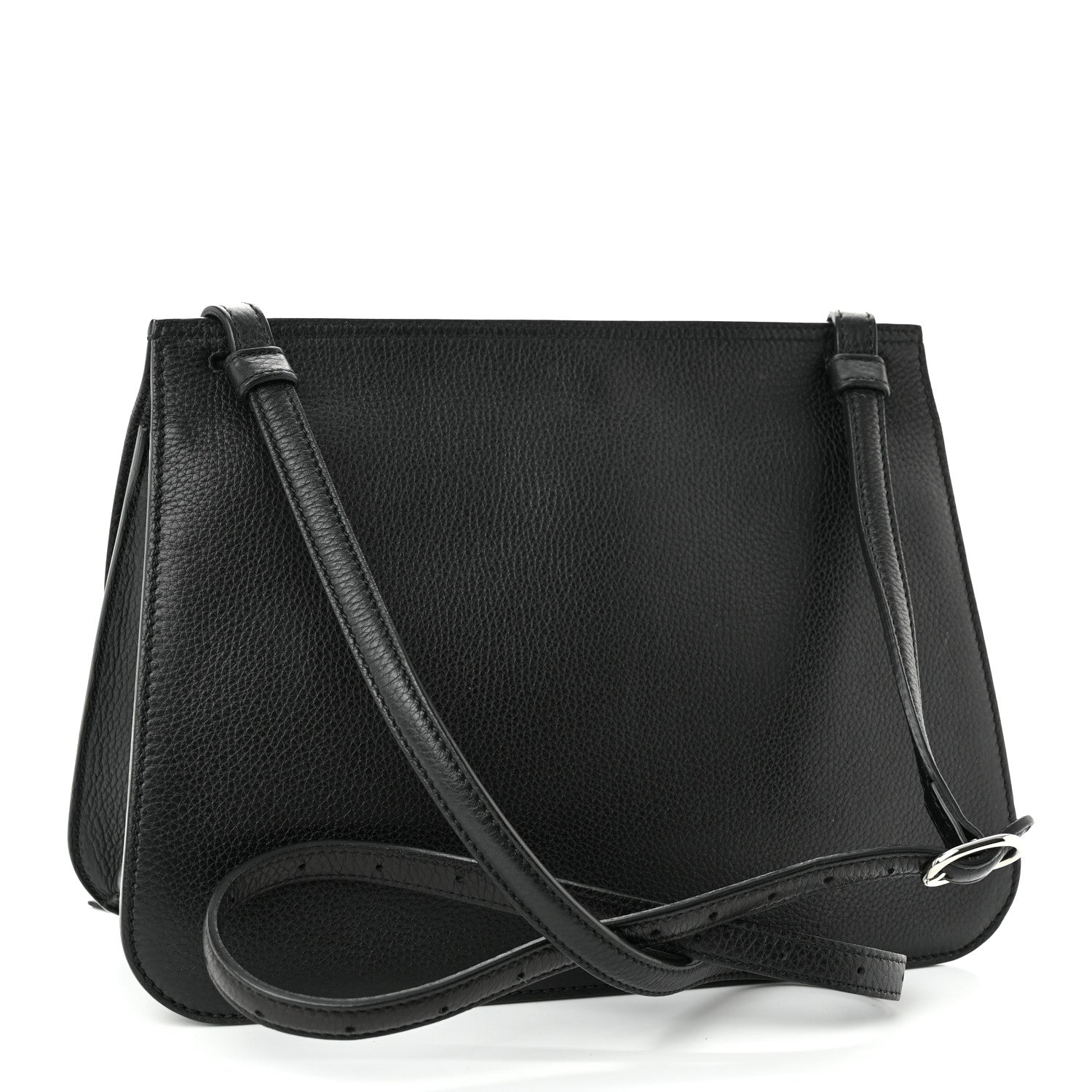 Gucci Pebbled Calfskin Medium Bamboo Daily Flap Shoulder Bag Black 2 of 8