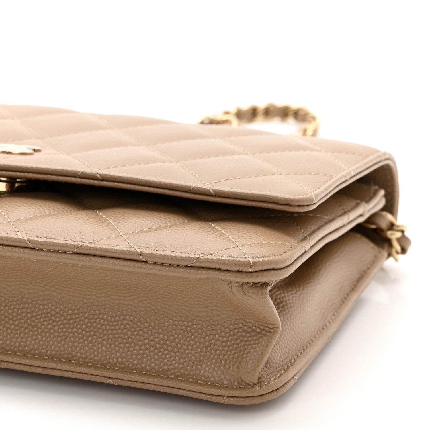 Chanel Caviar Quilted Wallet On Chain WOC Dark Beige 11 of 12