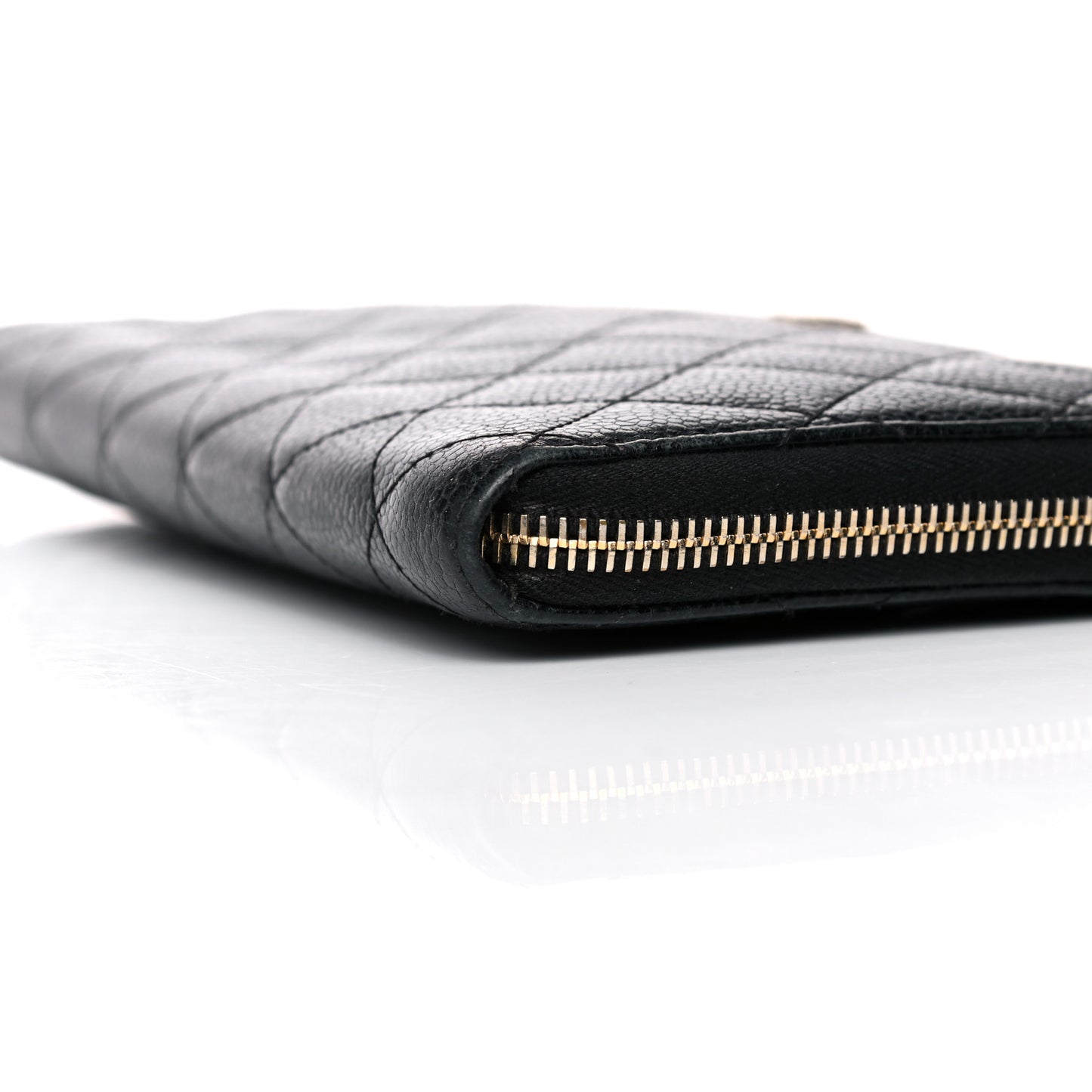 Caviar Quilted Large Zip Around Organizer Wallet Black