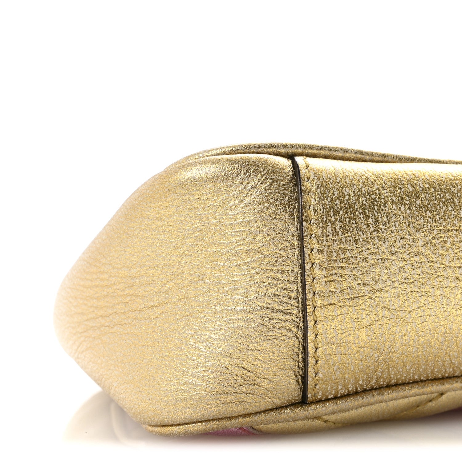 Gucci Metallic Calfskin Matelasse Mini GG Marmont Shoulder Bag Gold Pink 9 of 10