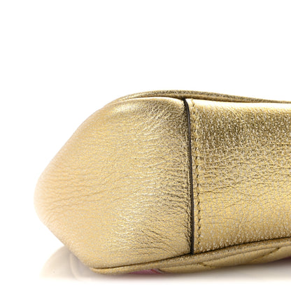 Gucci Metallic Calfskin Matelasse Mini GG Marmont Shoulder Bag Gold Pink 9 of 10