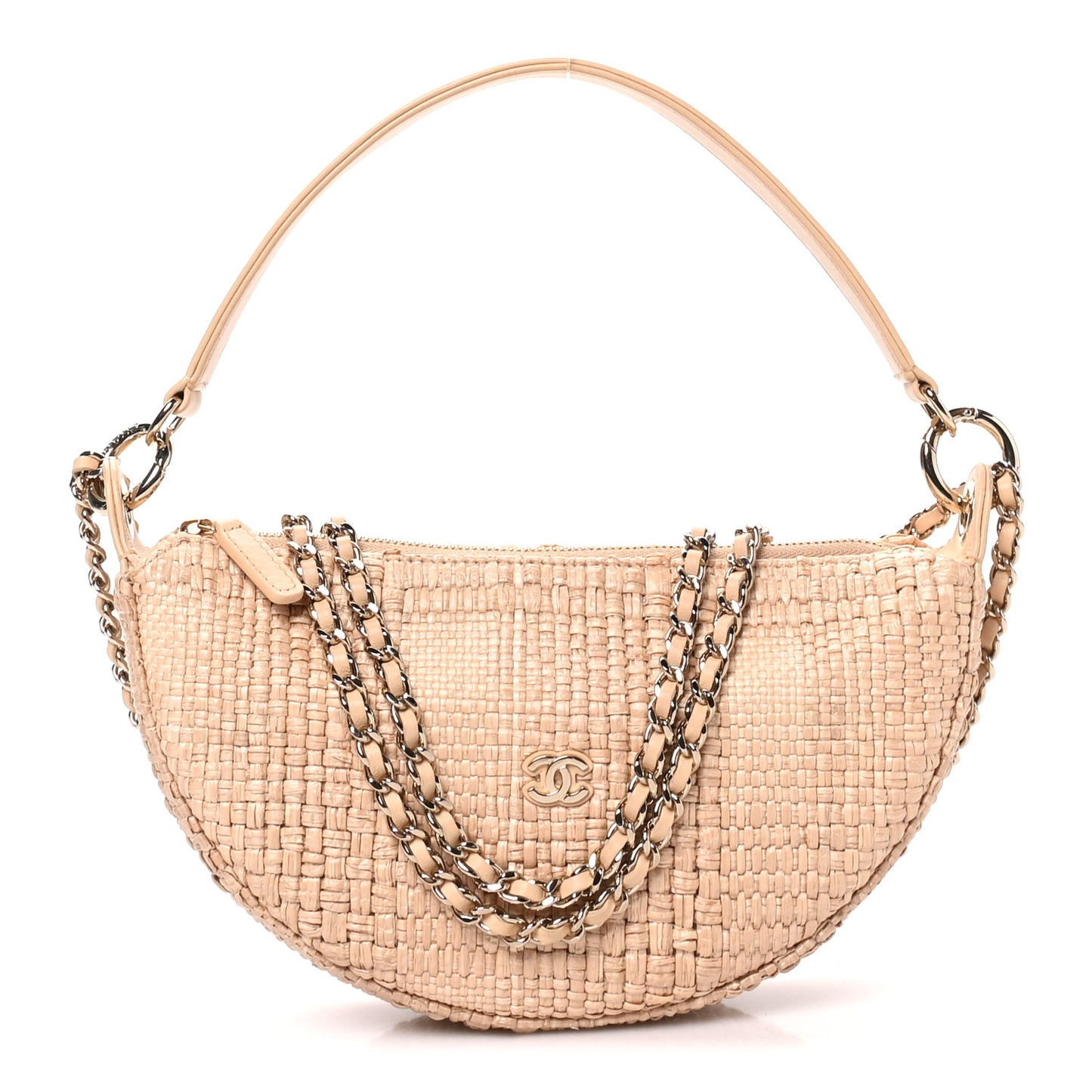 Raffia Other Shape With Chain Beige