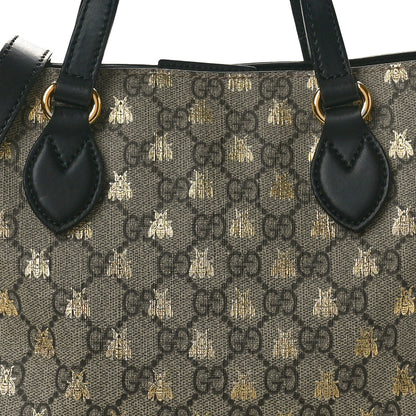 Gucci Soft GG Supreme Monogram Bees Small Crossbody Tote Beige Oro Black 7 of 10