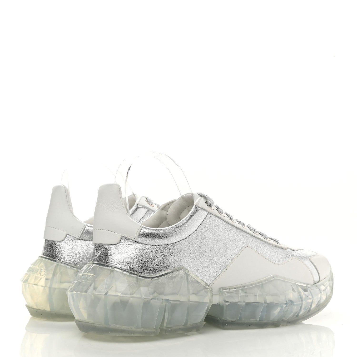 Jimmy Choo Metallic Calfskin Womens Diamond F Low Top Sneaker 40 White Silver 4 of 10