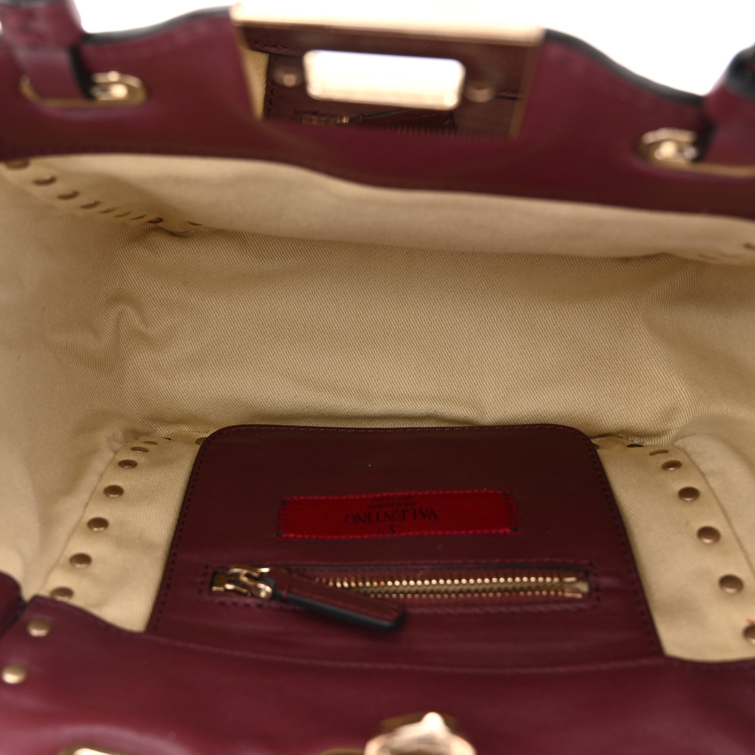 Valentino Garavani Vitello Mini Rockstud Tote Rubin 5 of 9
