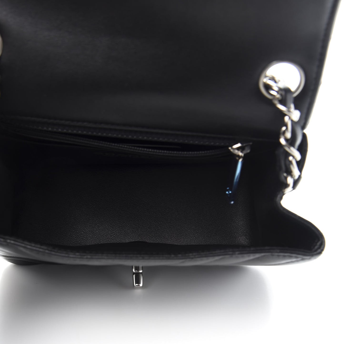 Lambskin Chevron Quilted Mini Square Flap Black