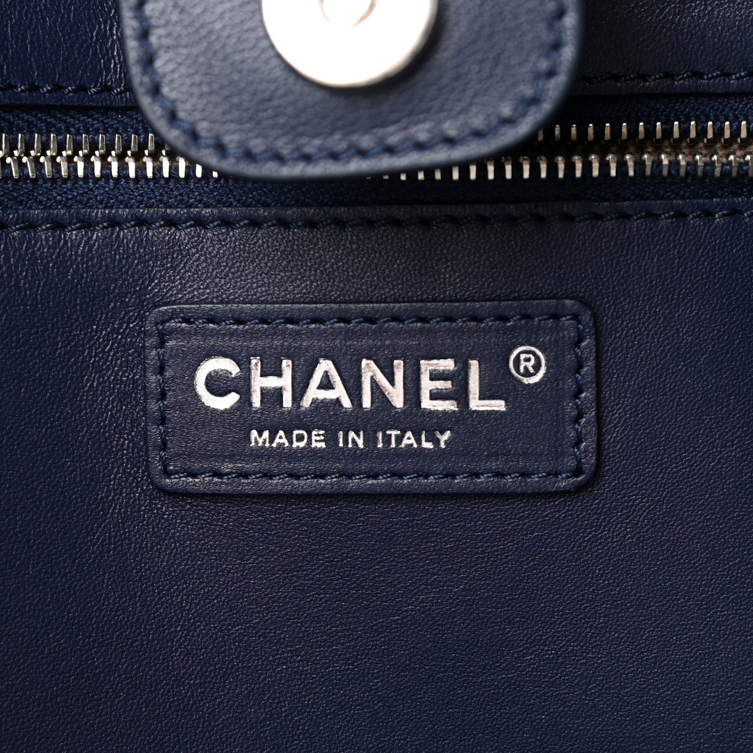 Chanel Calfskin Stitched Large Shopping Tote Dark Navy 6 of 11