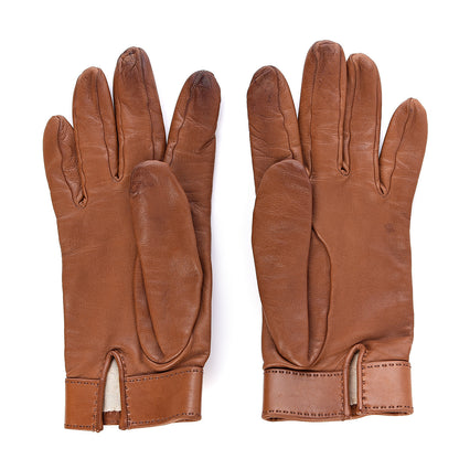 Hermes Lambskin Collier De Chien Gloves 8 Gold 3 of 4