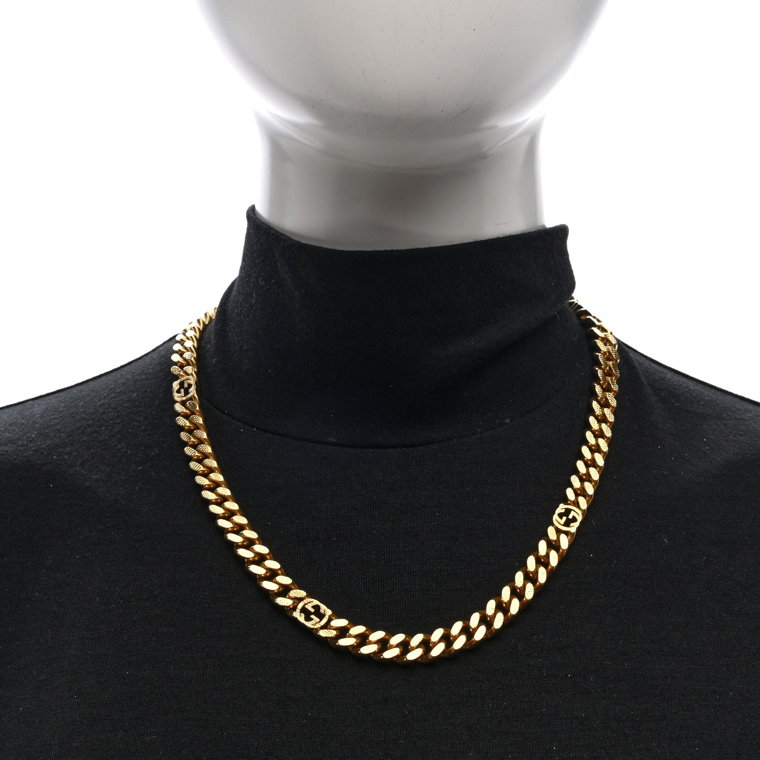 Gucci Metal Interlocking G Curb Chain Necklace Gold 2 of 4