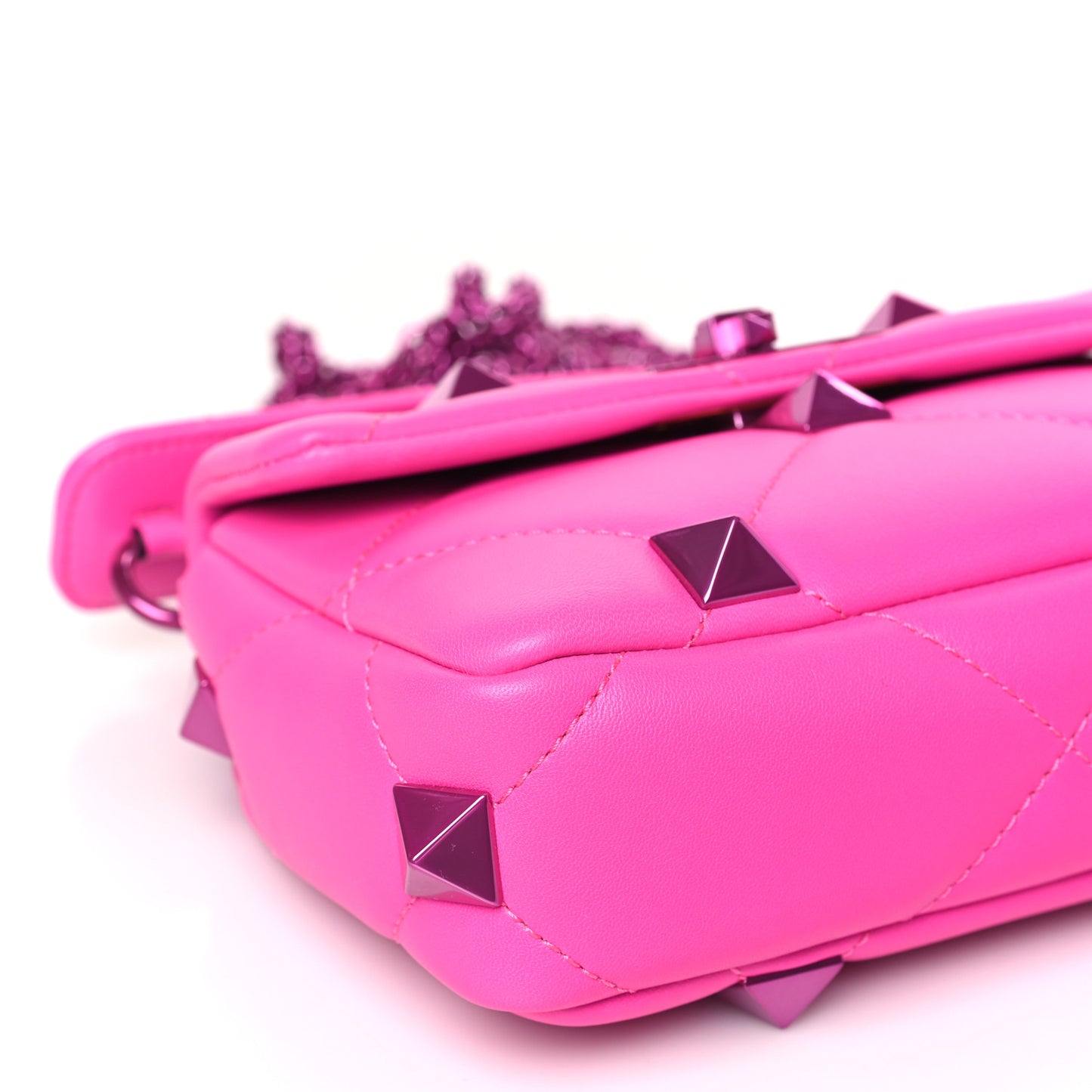 Nappa Lacquer Monochrome Small Roman Stud Shoulder Bag Pink PP