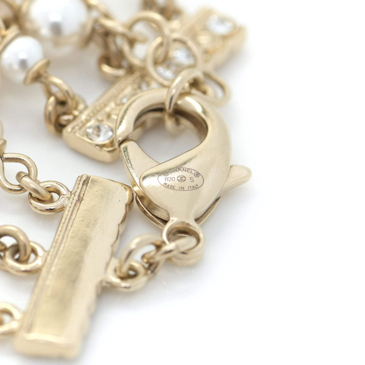 Graduated Pearl Crystal CC Multi Strand Long Necklace Gold