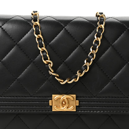 Chanel Lambskin Quilted Boy Wallet On Chain WOC Black 8 of 11