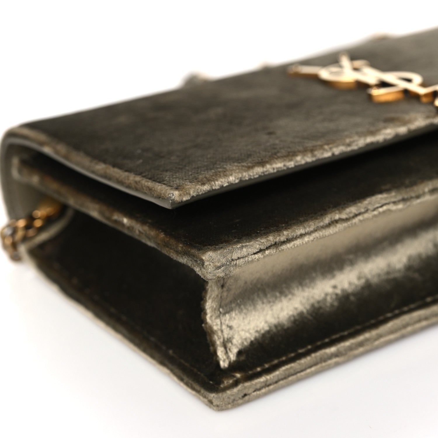 Saint Laurent Velvet Medium Classic Monogram Kate Tassel Satchel Olive 8 of 9