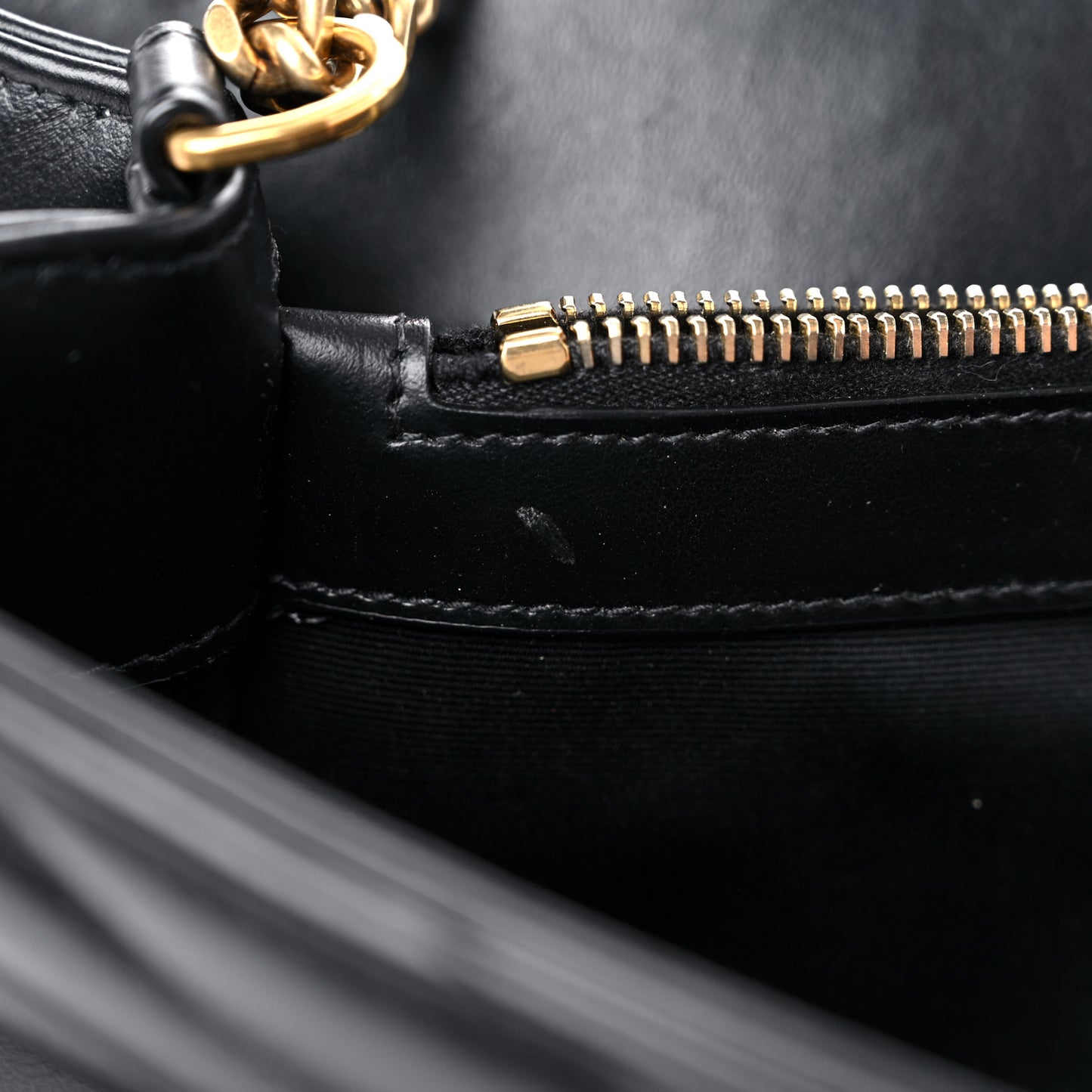 Calfskin Y Quilted Monogram Medium Loulou Chain Satchel Black