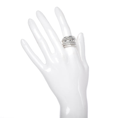 David Yurman Sterling Silver Diamond 16mm Stax Wide Stacked Ring 56 7.75 2 of 5