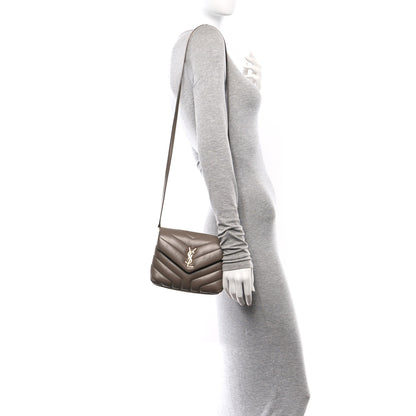 Saint Laurent Calfskin Y Quilted Monogram Toy Loulou Crossbody Bag Greyish Brown 2 of 11