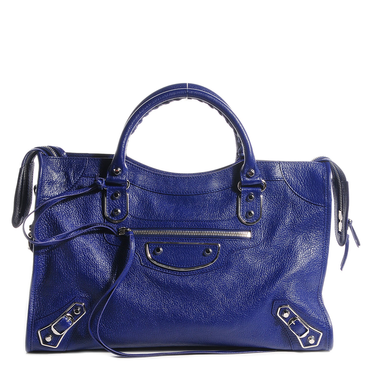 Balenciaga Chevre Silver Metallic Edge Hardware City Bleu Roi 1 of 12