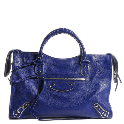 Balenciaga Chevre Silver Metallic Edge Hardware City Bleu Roi 1 of 12