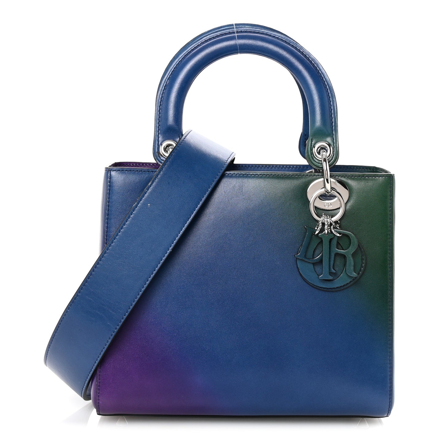 Box Calfskin Gradient Medium Lady Dior Purple Blue Green