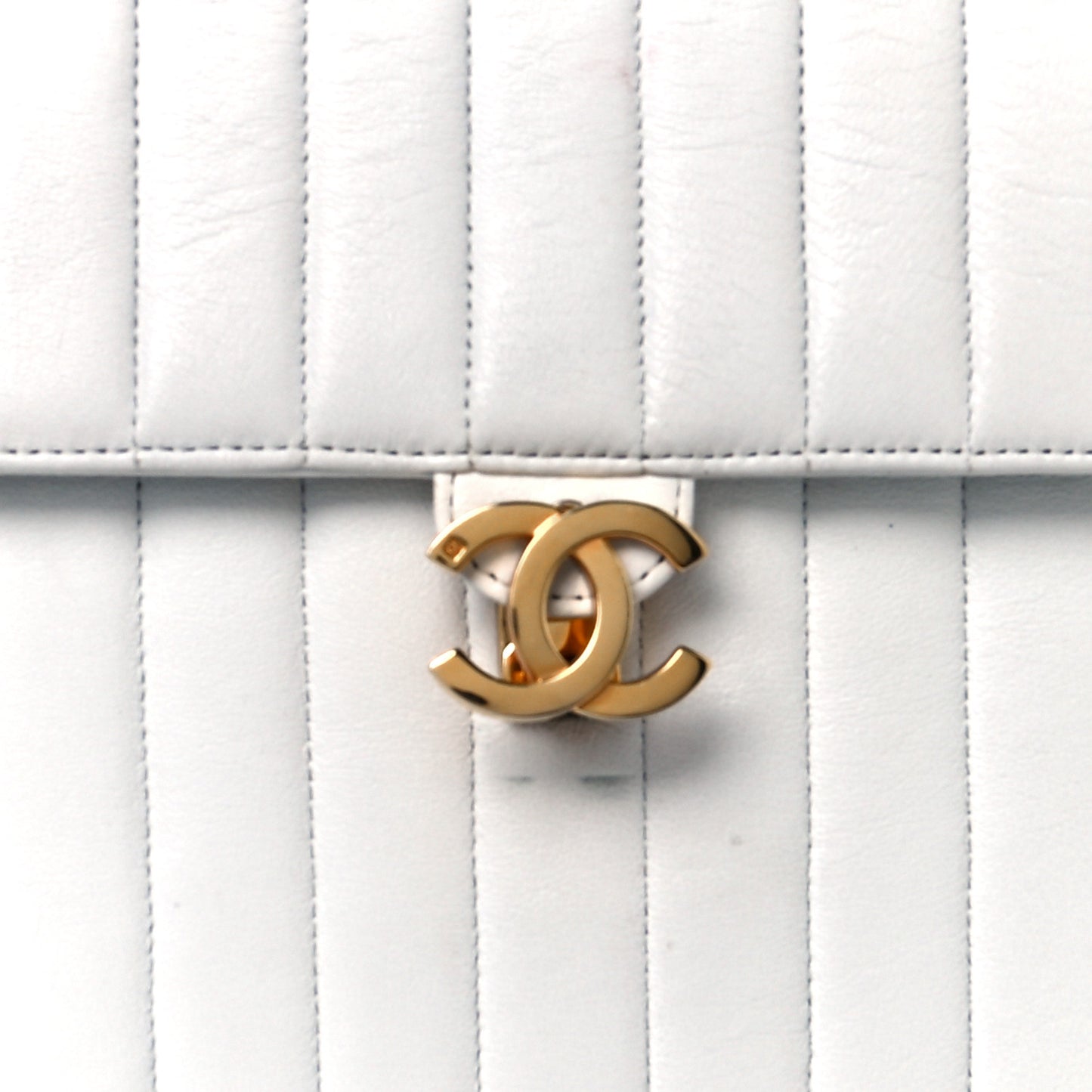 Vertical Quilted Kelly Flap Bag White
