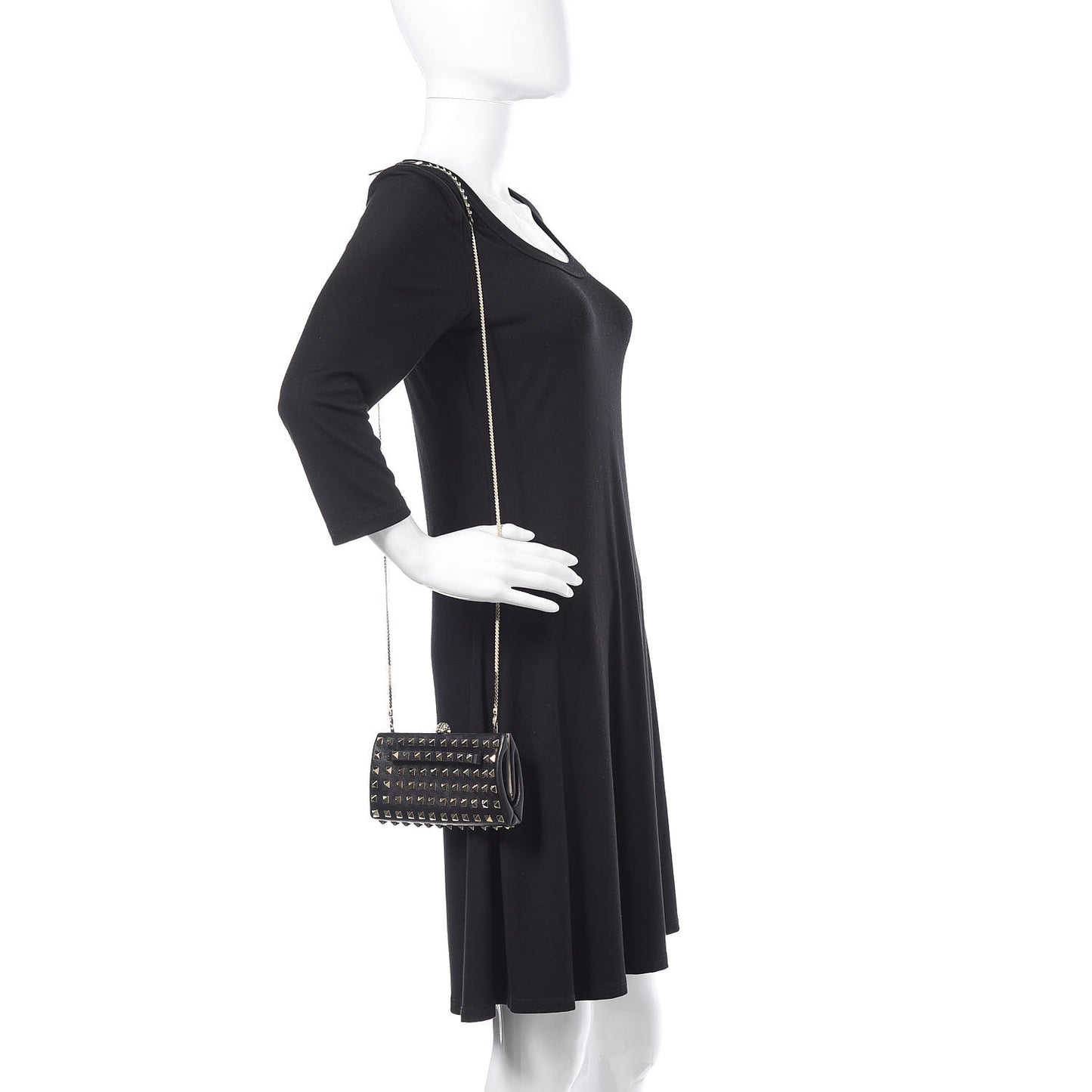 Lambskin Rockstud All Over Clutch Black