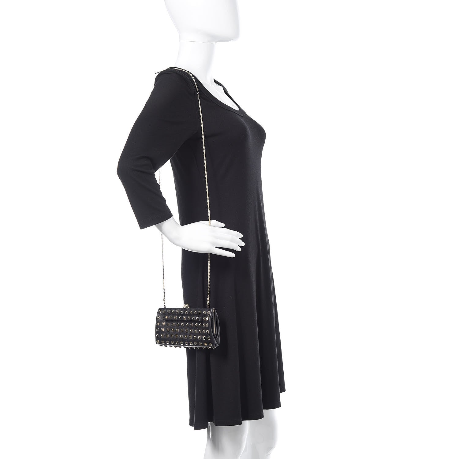 Valentino Garavani Lambskin Rockstud All Over Clutch Black 2 of 11