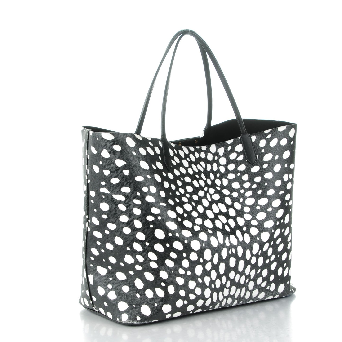 Coated Canvas Dots Print Large Antigona Tote Black White