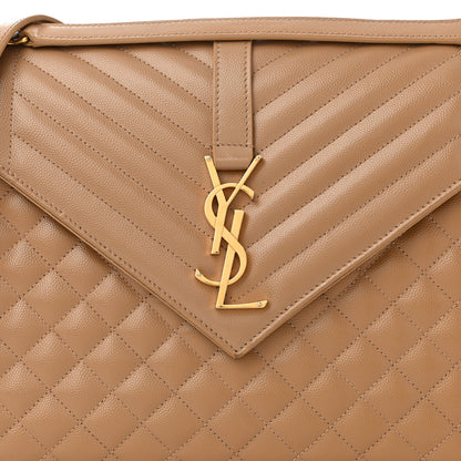 Saint Laurent Grain De Poudre Textured Mixed Matelasse Triquilt Large Monogram Satchel Cork 8 of 13