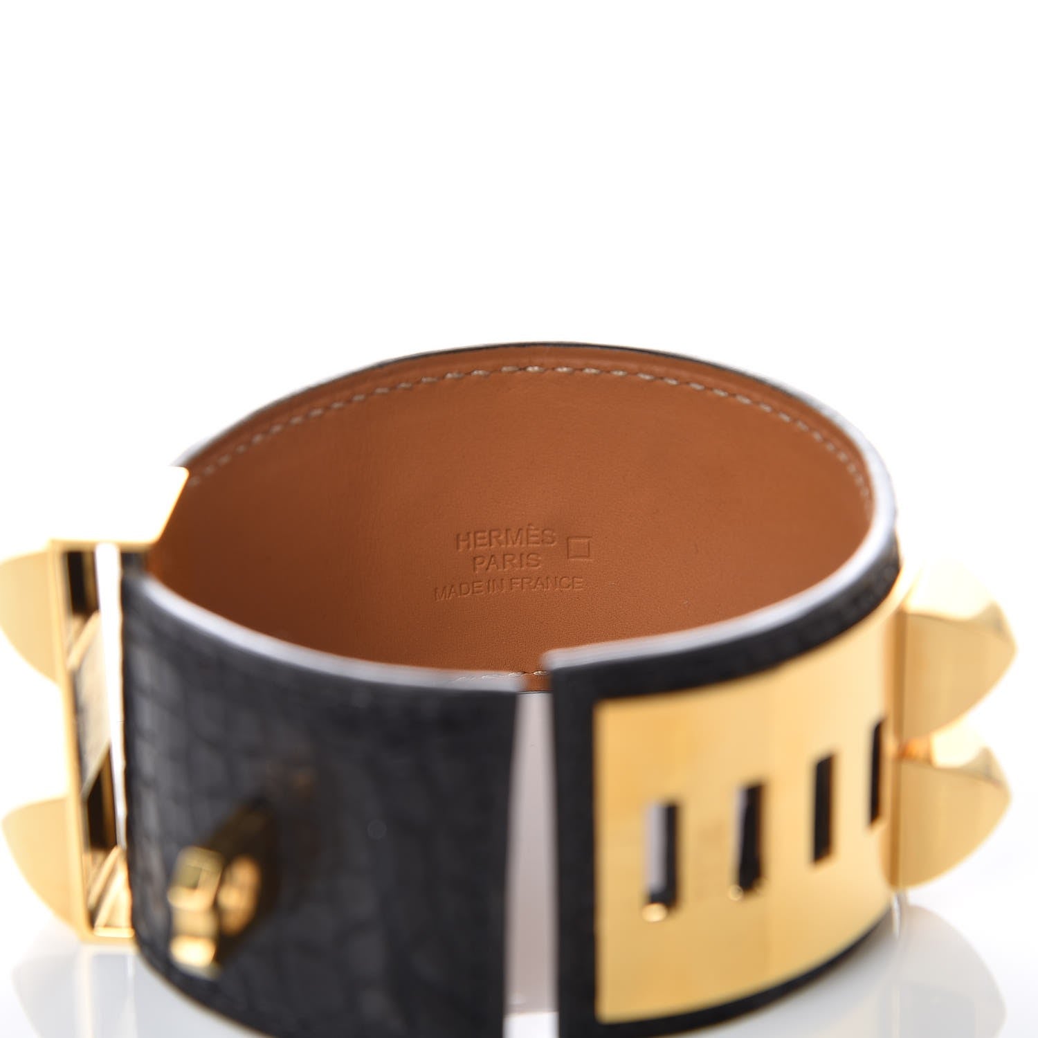 Hermes Shiny Alligator Collier de Chien CDC Bracelet S Black 4 of 7