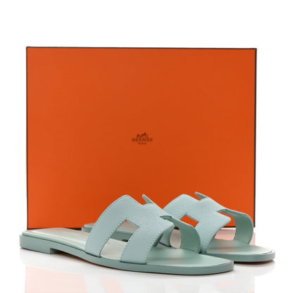 Hermes Epsom Oran Sandals 37.5 Vert Embrun 9 of 9