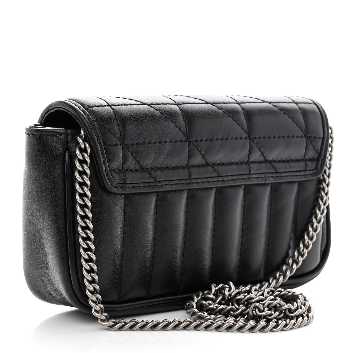 Gucci Calfskin Matelasse Aria Super Mini GG Marmont Shoulder Bag Black 3 of 11