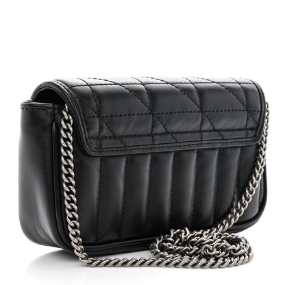Gucci Calfskin Matelasse Aria Super Mini GG Marmont Shoulder Bag Black 3 of 11