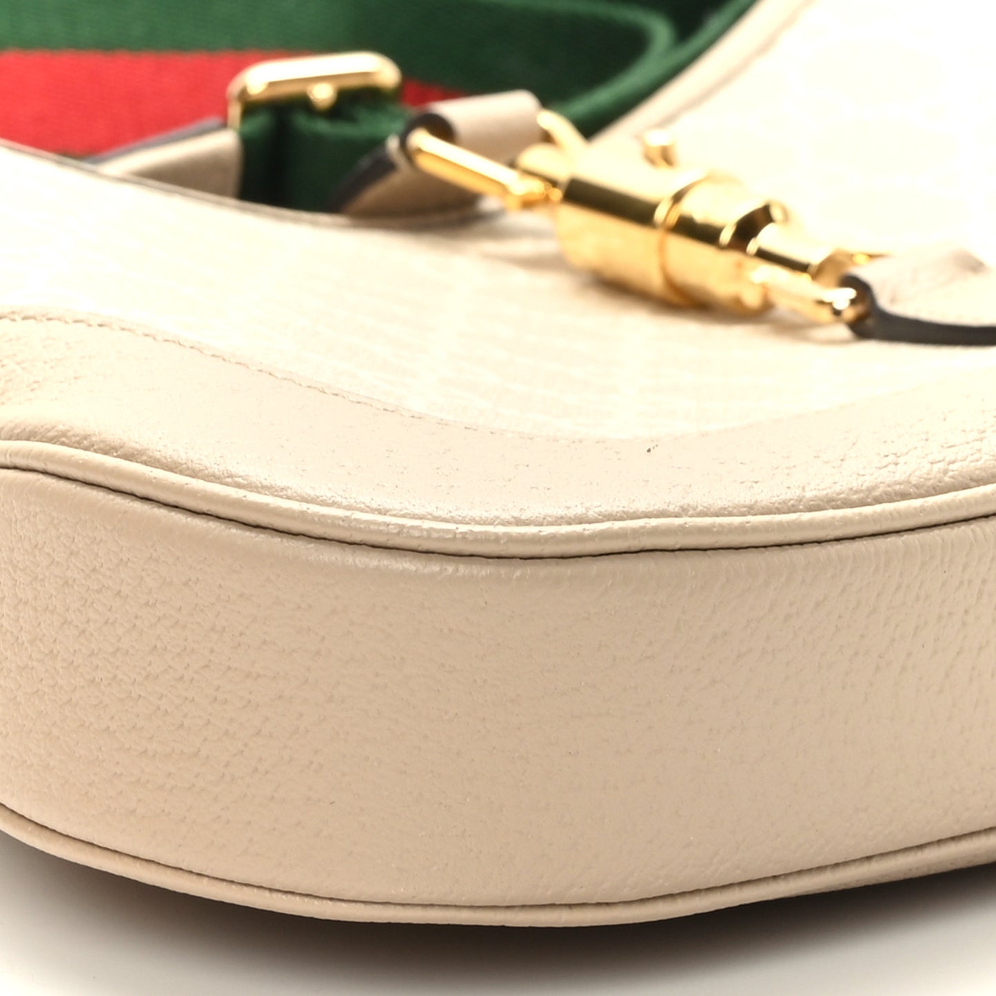 GG Supreme Monogram Textured Dollar Calfskin Web Small Jackie 1961 Hobo Beige Mystic White Oatmeal