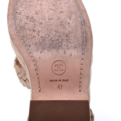 Chanel Calfskin Quilted Chain Around Wedge Sandals 41 Light Beige 6 of 19