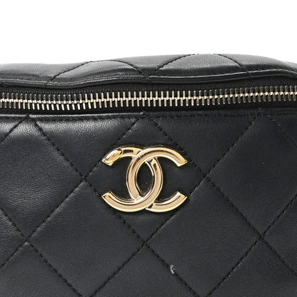Chanel Lambskin Quilted Resin Bi-Color Waist Bag Fanny Pack Black 7 of 9