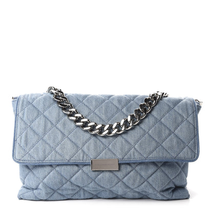 Stella McCartney Eco Denim Quilted Large Beckett Shoulder Bag Blue 1 of 10